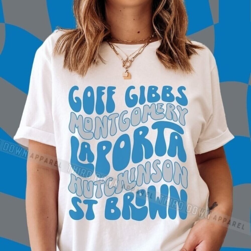Retro Detroit Lions Football Tee Players Graphic Fan T-Shirt